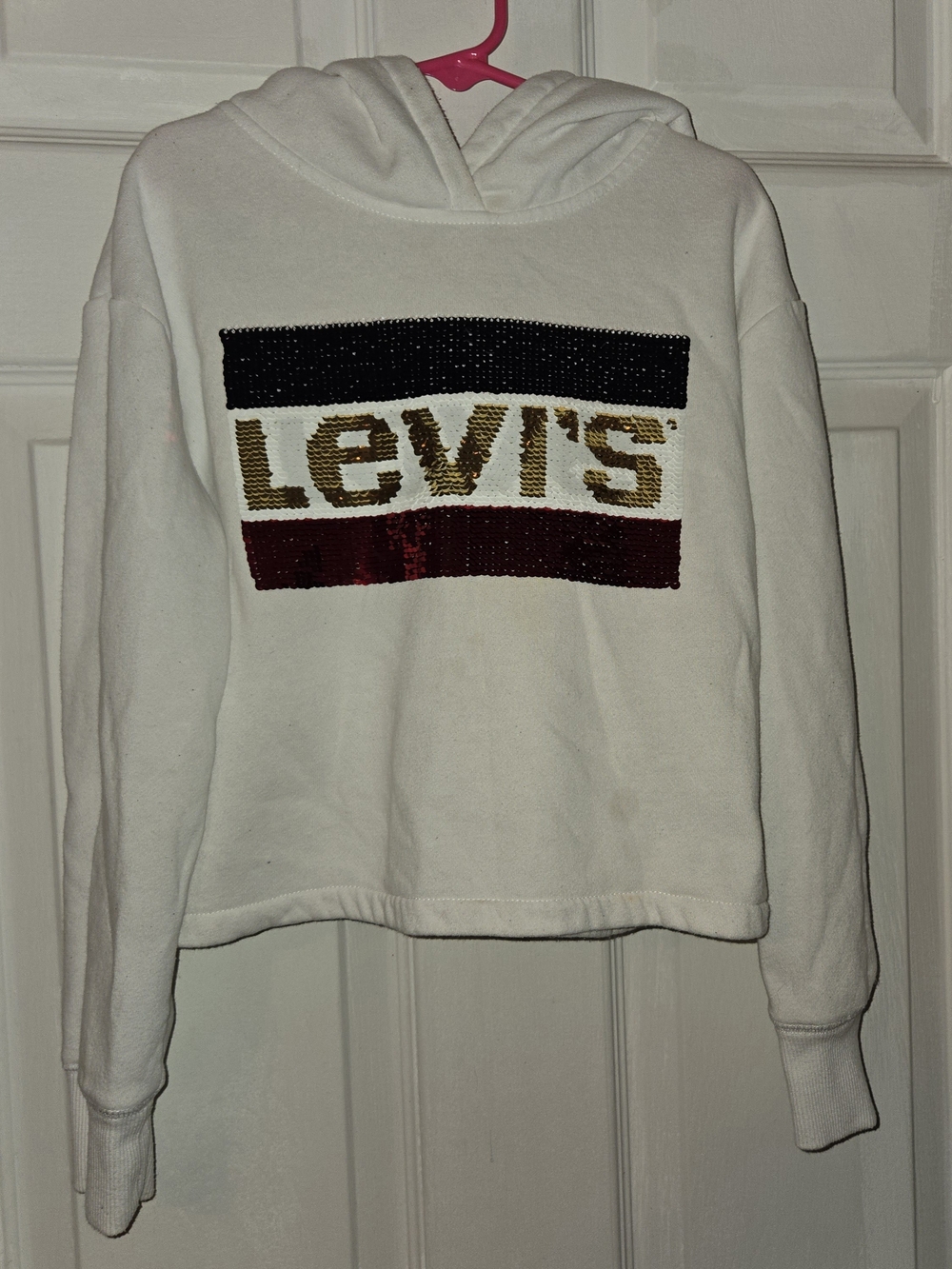 Levi's White Hoodie with Sequin Logo SZ S/8-10YRS